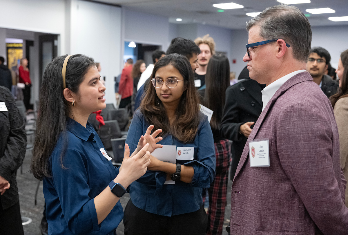 Guests chat at the Talking Tech in Chicago event